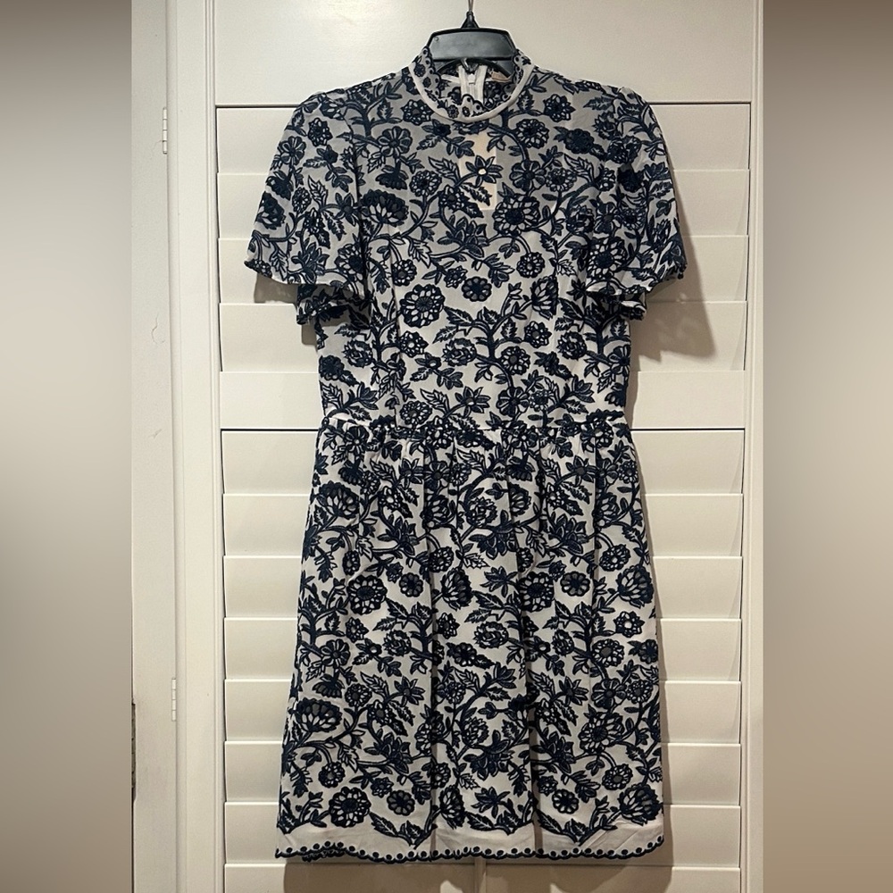MICHAEL Michael Kors embroidered Navy and White Floral Dress- size 4